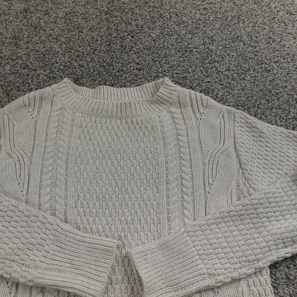 Gap Sweater Womens XS White Chunky 3D Cable Knit Pullover Crewneck Fisherman Top - Picture 3 of 12